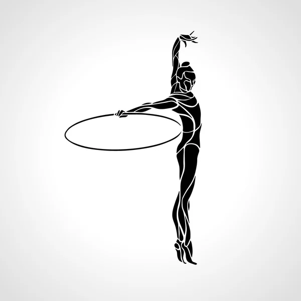 Rhythmic Gymnastics with Hoop Silhouette — Stock Vector