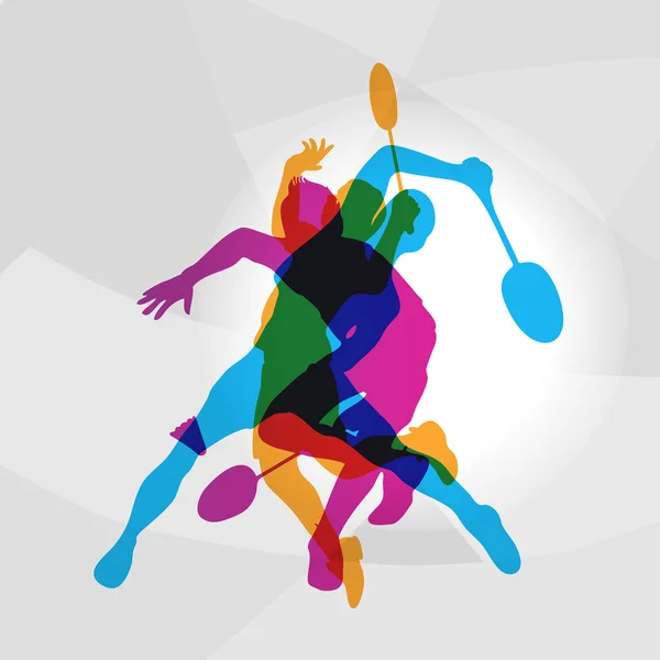 Modern Badminton Players In Action Logo Royalty Free Stock Vectors