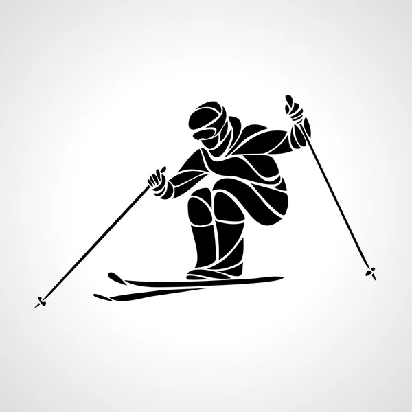 Storslalom skidåkare siluett. Vektor illustration — Stock vektor