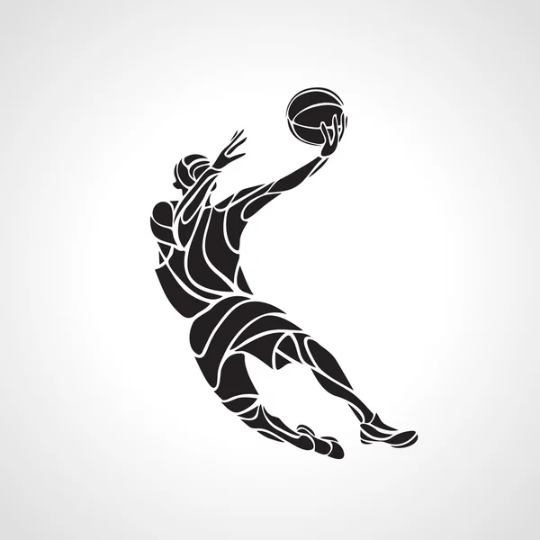 Basketballspieler. Slam Dunk Silhouette — Stockvektor