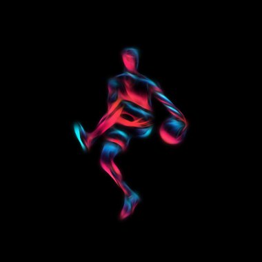 Basketbol oyuncusu Slam Dunk Neon Glow siluet