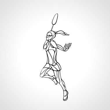 Anahat siluet soyut kadın badminton oyuncu