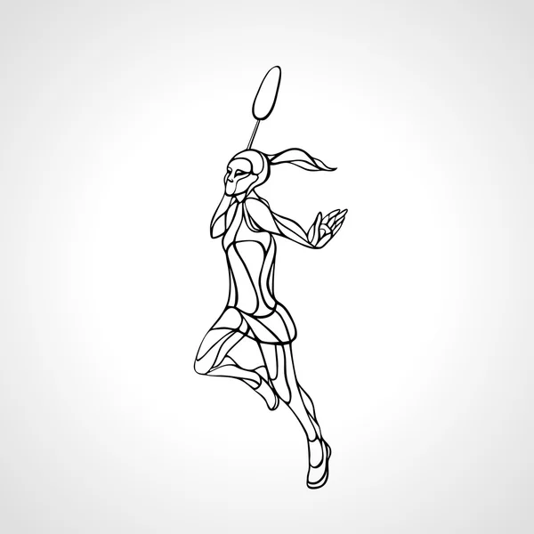 Silhouette de la joueuse abstraite de badminton — Image vectorielle