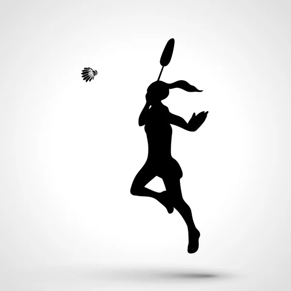 Silhouet van abstracte badminton-speelster — Stockvector