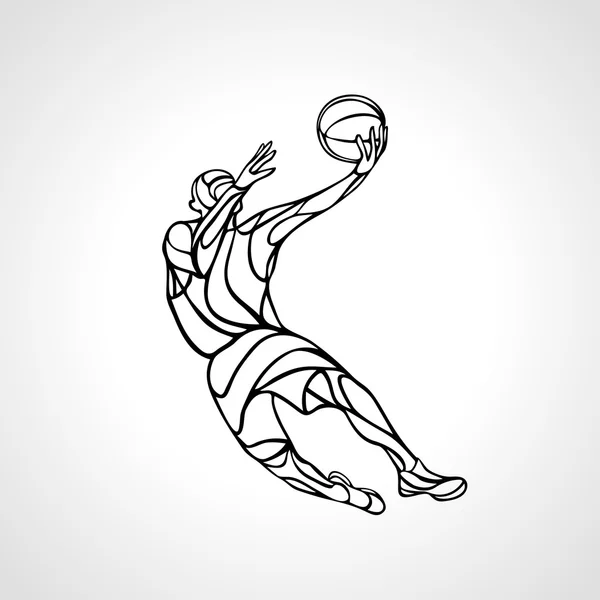 Basketbalspeler. Slam Dunk silhouet — Stockvector