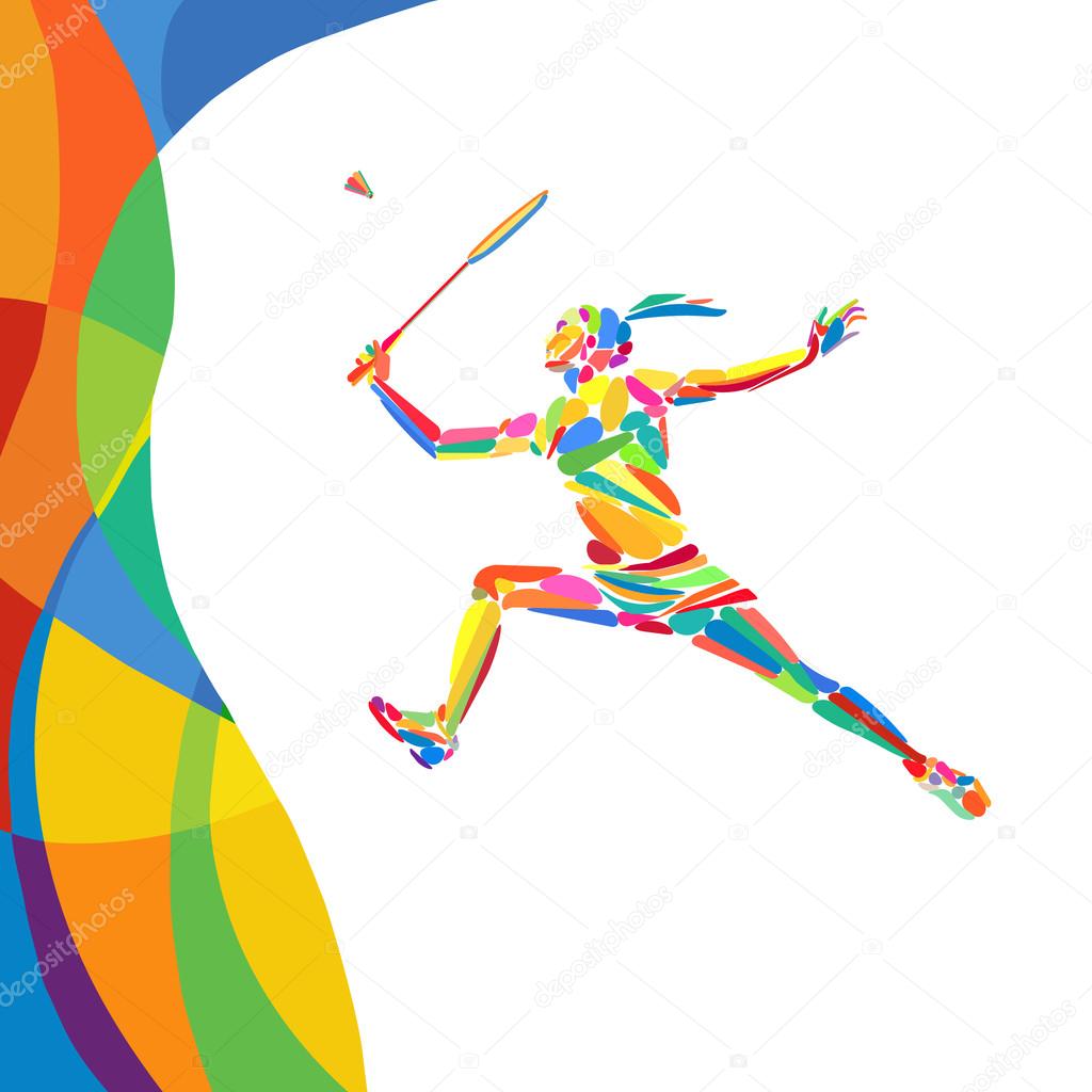 Abstract colorful pattern with Badminton player