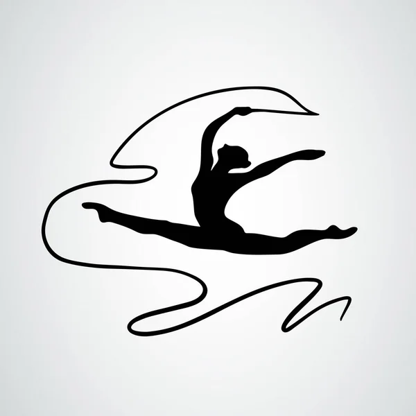 Gymnastique artistique avec ruban, silhouette abstraite clipart vecteur — Image vectorielle