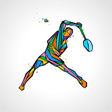 Badminton oynatıcı soyut vektör illüstrasyon kırpması yapar