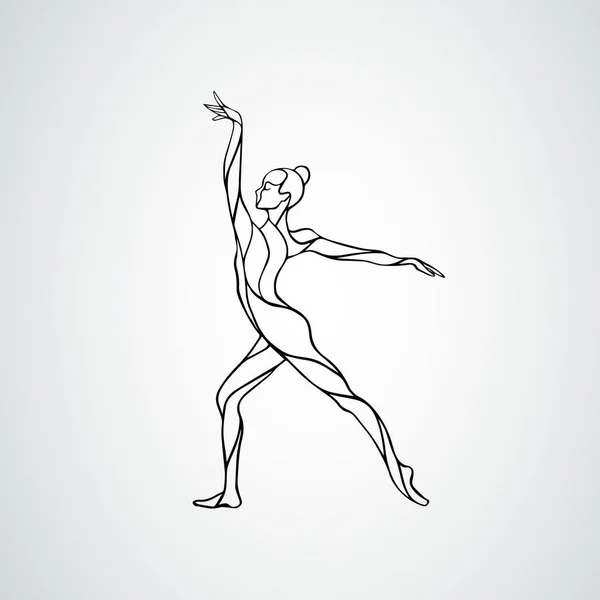 Silueta creativa de chica gimnástica. Arte gimnasia mujer bailando, vector de ilustración — Archivo Imágenes Vectoriales