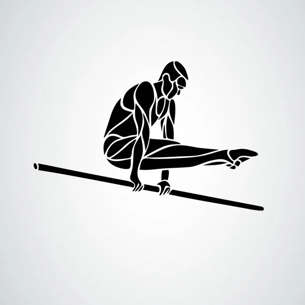 Mans Konstnärlig gymnastik Silhuett på vit bakgrund — Stock vektor