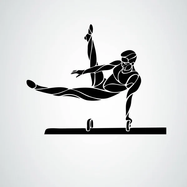 Ginnastica con l'uomo a cavallo pomo vettore clipart — Vettoriale Stock