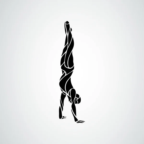 Gimnasta masculina en silueta vectorial de gimnasia artística — Archivo Imágenes Vectoriales