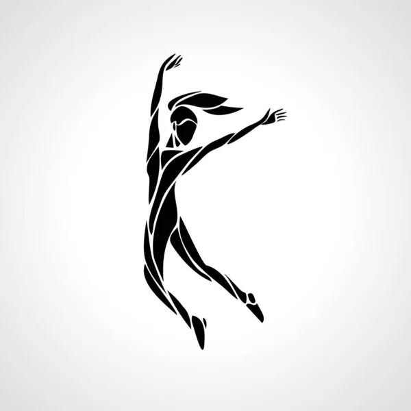 Logo zdravého života Zdvižená žena silueta ilustrace — Stockový vektor