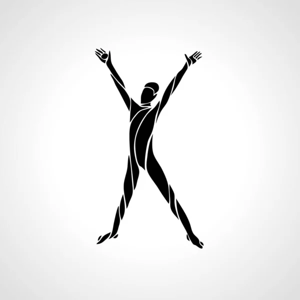 Vita sana Logo Braccio sollevato uomo silhouette illustrazione — Vettoriale Stock