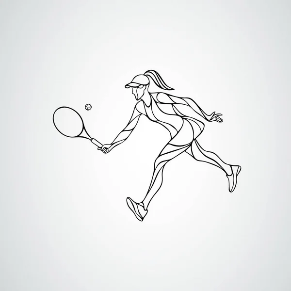 Tennis speler vrouwelijke gestileerde abstracte vector silhouet — Stockvector