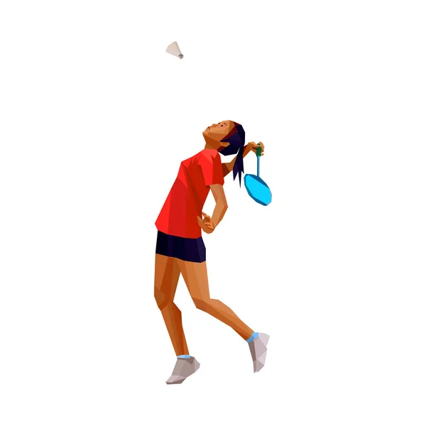 Desporto infantil, menina jogador de badminton. Ilustração colorida — Vetor de Stock
