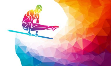 Beyaz Arkaplanda Erkekler Sanatsal Jimnastik Silueti