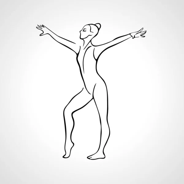 Silhueta criativa de menina ginástica. Arte ginástica dança mulher, ilustração vetorial — Vetor de Stock