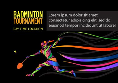 Badminton spor davet poster veya el ilanı ile arka plan boş boşluk, afiş şablon