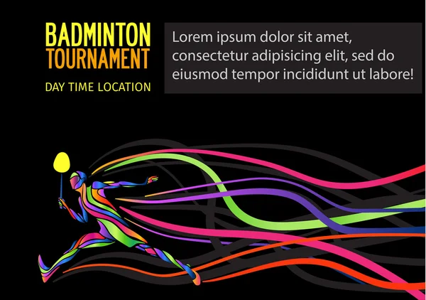 Badmintonsport Einladungsplakat oder Flyer Hintergrund mit Leerraum, Bannervorlage — Stockvektor