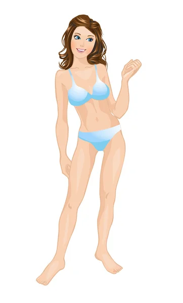 Joven europeo mujer cuerpo plantilla en ropa interior — Vector de stock