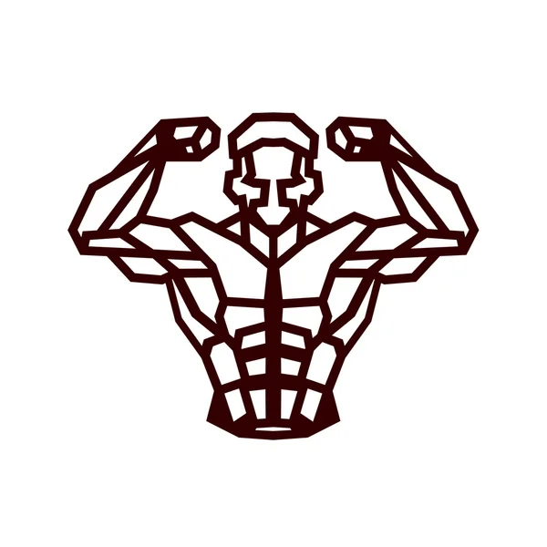 Polygonal outline vector bodybuilder logo. — Stock Vector