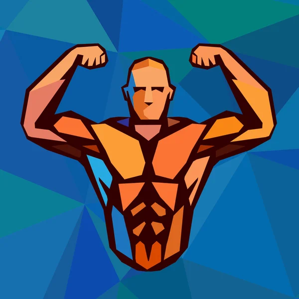 Logo de bodybuilder vecteur de couleur polygonale . — Image vectorielle