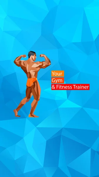 Bodybuilder posant coloré, silhouette. Illustration vectorielle — Image vectorielle
