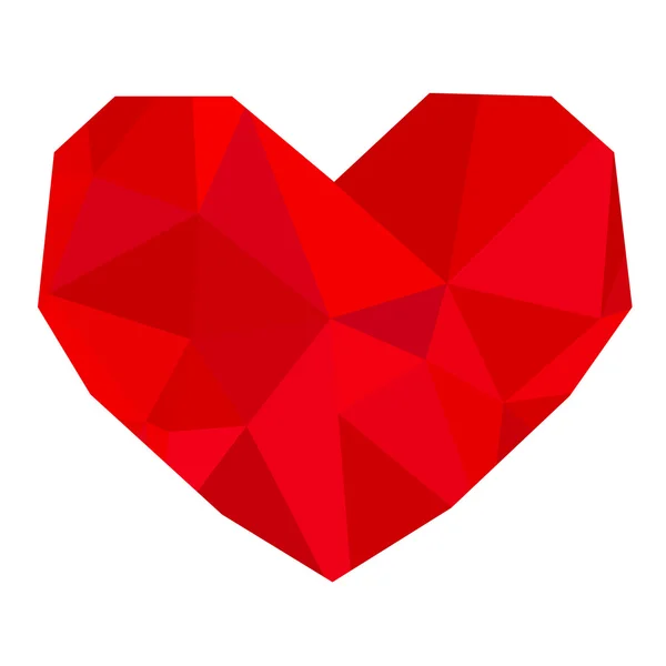 Red polygonal vector heart on white background. Ruby gem. — Stock Vector