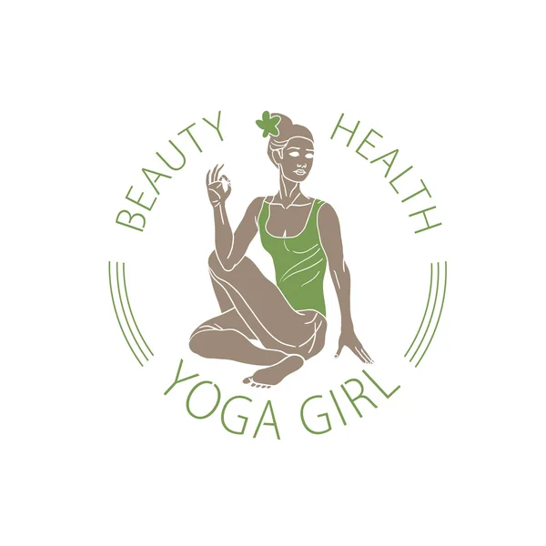Vektor emblem jente i yoga positur – stockvektor