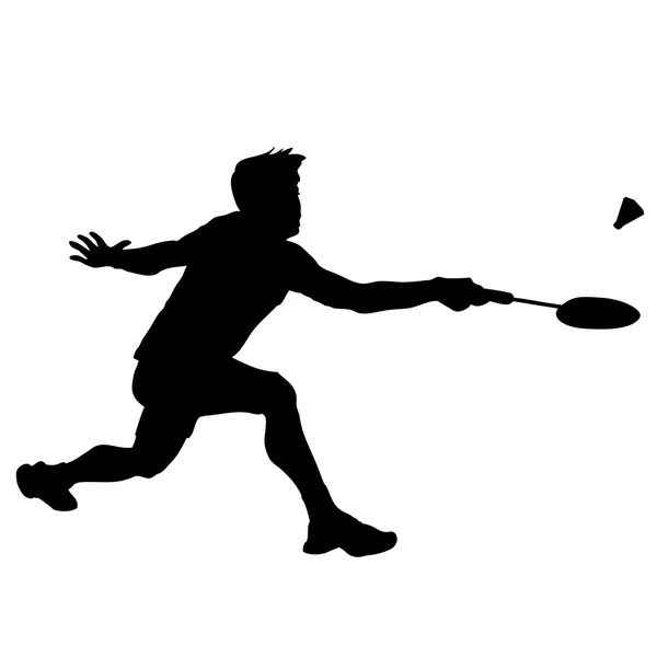 Silhouet van professionele badminton-speler — Stockvector