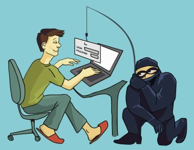 Computer Crime concept.  Internet Phishing a login and password concept