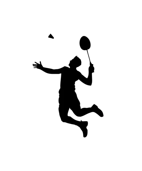 Silhouette of professional badminton player. Smash shot — 图库矢量图片