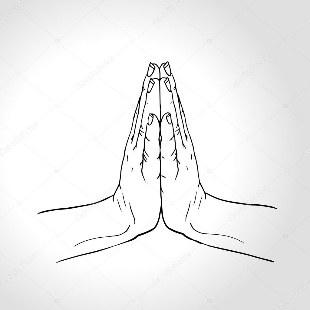 Vector Thai greeting.Two Hands Pressed Together in Prayer Position ...