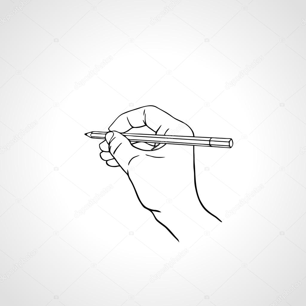 Outline hand writing with a pencil. Vector illustration