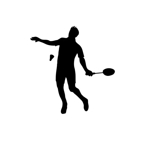 Silhouette of professional badminton player — Stock Vector