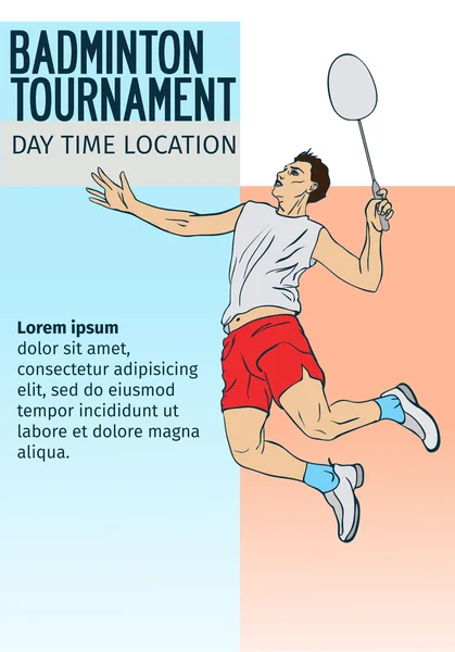 Badmintonsport Einladungsplakat oder Flyer Hintergrund mit Leerraum, Bannervorlage — Stockvektor