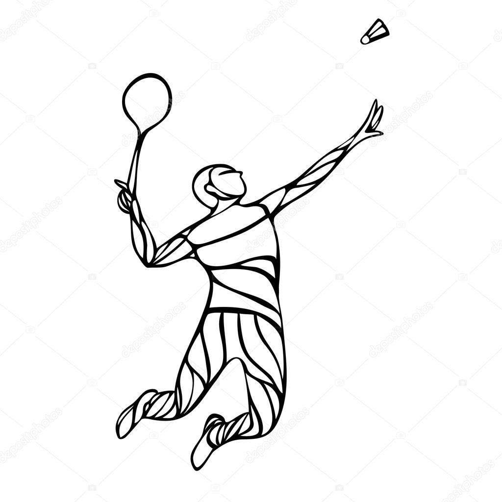 Creative silhouette of abstract badminton player