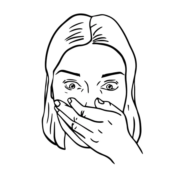 Portrait of surprised or amazed woman. Vector illustration — Stock Vector