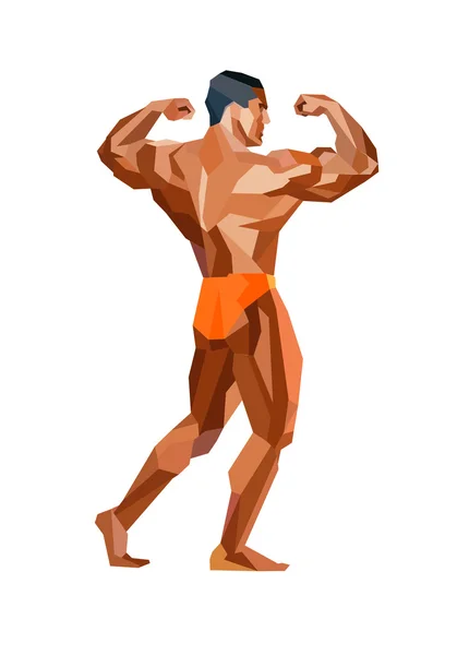 Färgade poserar bodybuilder, silhuett. Vektor illustration — Stock vektor