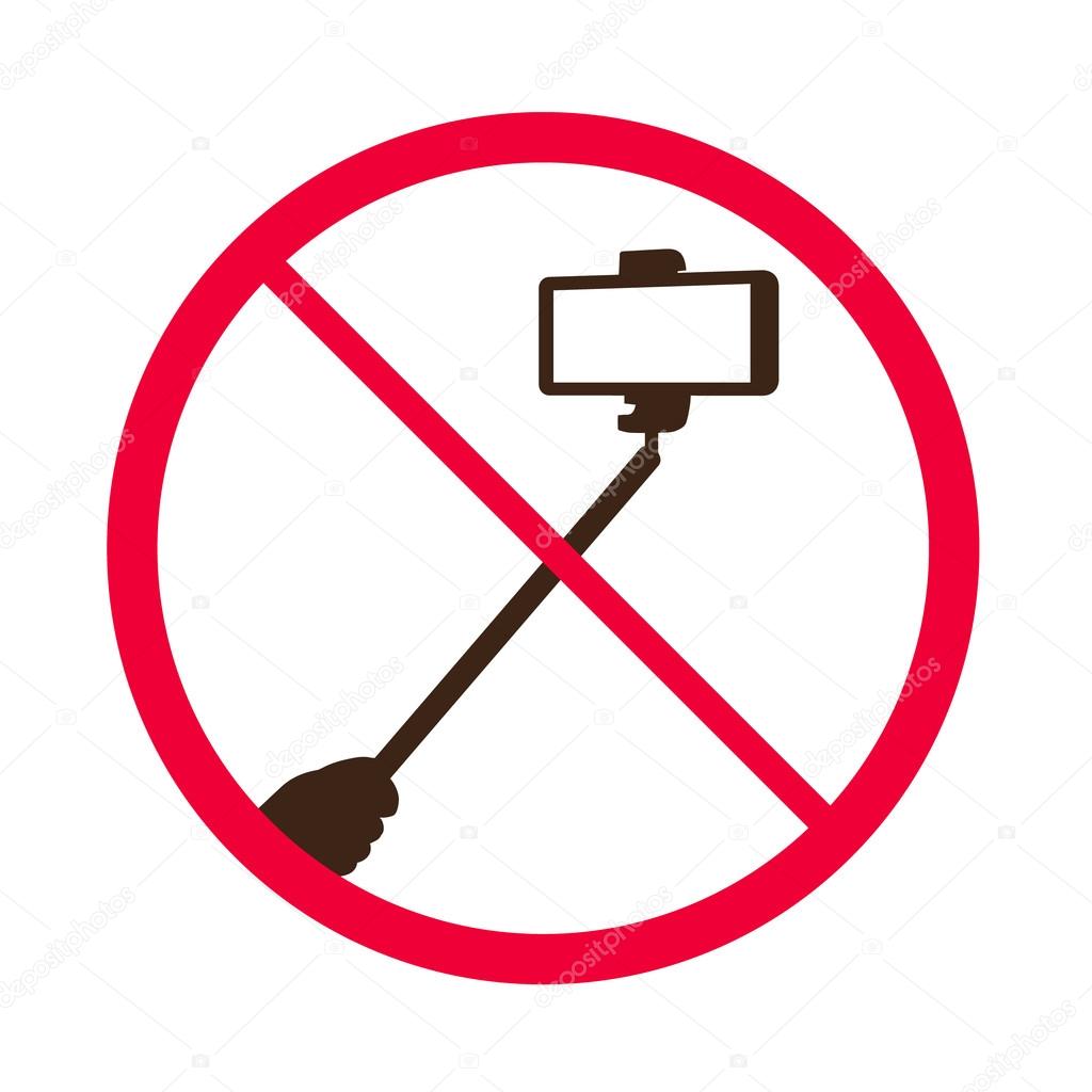 No selfie sticks. Do not use monopod selfie prohibited sign