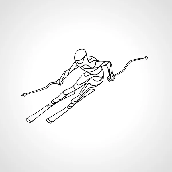 滑雪下坡创意剪影。矢量插图 — 图库矢量图片