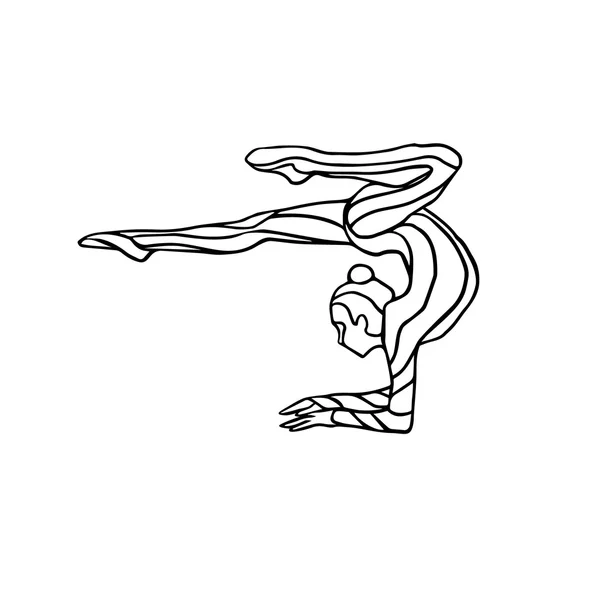 Creatief silhouet van gymnastiek meisje. Kunst gymnastiek dansen vrouw, vector illustratie — Stockvector