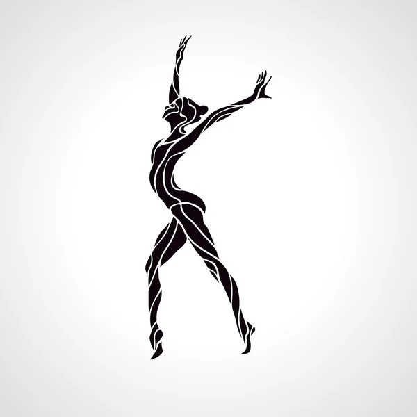 Silhouette créative de fille gymnastique. Art gymnastique danse femme, illustration vectorielle — Image vectorielle