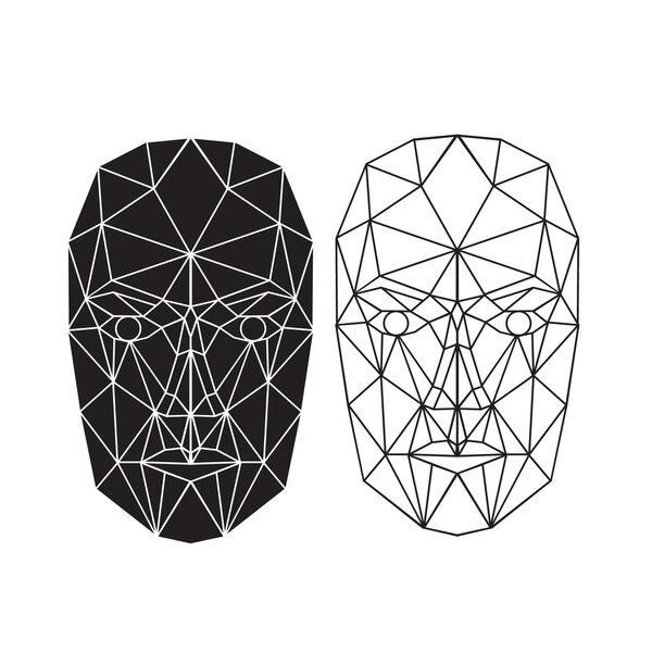 Triangle abstract human face, front view. Vector illustration