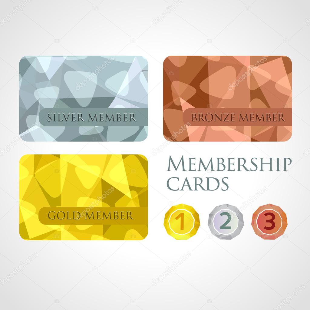 Gold, silver and bronze cards and medals set in polygonal style