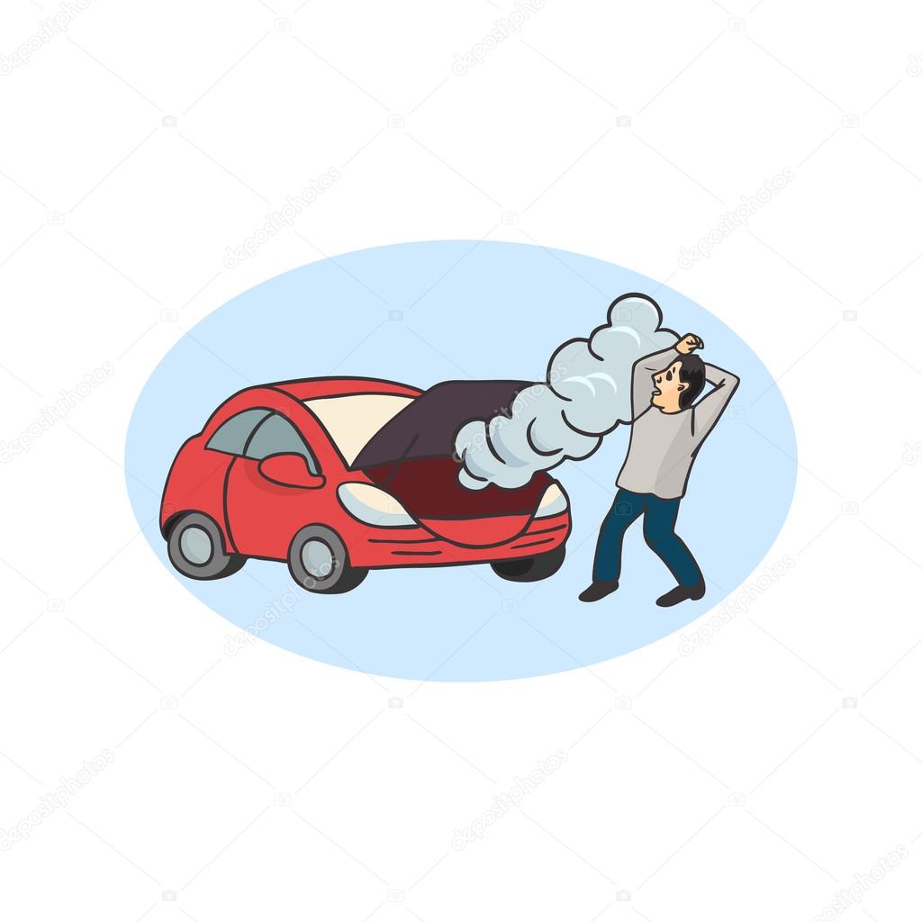 broken car cartoon illustration