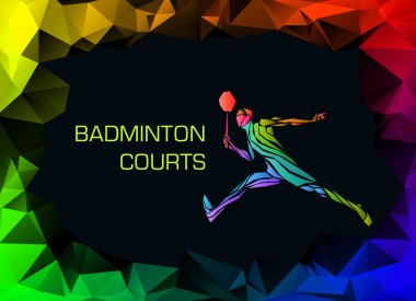 Sports poster with abstract badminton player