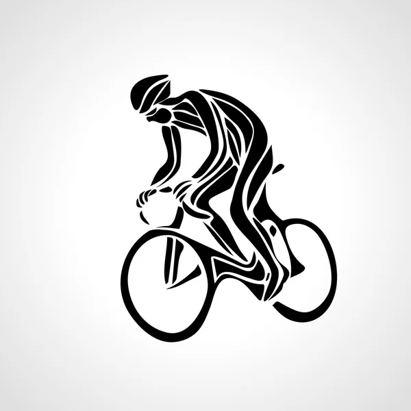 Abstract silhouette of bicyclist. Black bike cyclist logo — Stock Illustration Abstract silhouette of bicyclist. Black bike cyclist logo Stock Illustration
