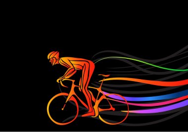 Professional cyclist involved in a bike race. Vector artwork in the style of paint strokes. clipart